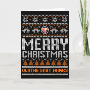 Olathe East Hawks Logo Frohe Weihnachten hässlich Karte