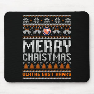 Olathe East Hawks Logo Frohe Weihnachten hässlich  Mousepad