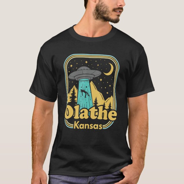 Olathe Kansas Ufo Alien Hunter 80er Staatsstolz T-Shirt (Vorderseite)