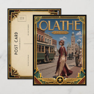Olathe Kansas Vintage Art Deco Goldenes Zeitalter Postkarte