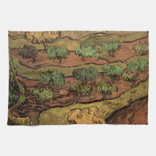 Ölbäume von Van Gogh gegen einen Hügelhang Geschirrtuch