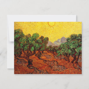 Ölbäume von Van Gogh mit gelbem Himmel und Sonne