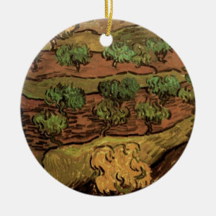Ölbäume von Vincent van Gogh gegen einen Hügelhang Keramik Ornament