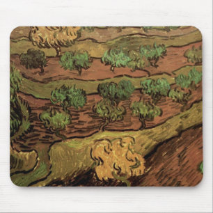 Ölbäume von Vincent van Gogh gegen einen Hügelhang Mousepad