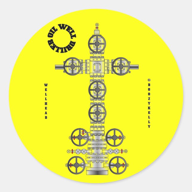 Ölbohrer, Wellkopf, Aufkleber, Ölfeld, Öl Runder Aufkleber (Vorderseite)