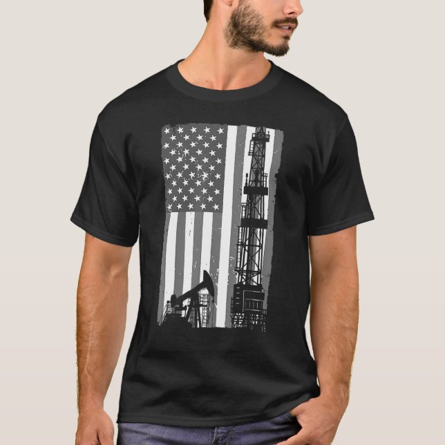 Ölbohrfahne American USA Patriotic Oilfi T-Shirt (Vorderseite)