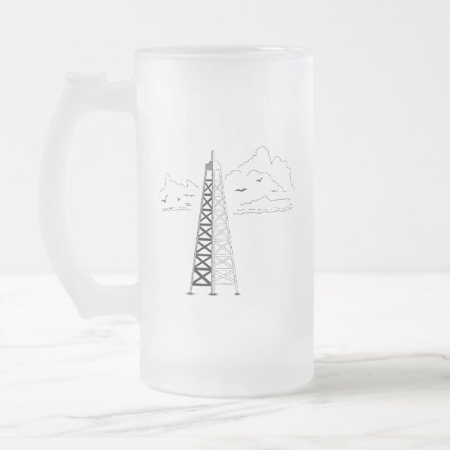 Ölbohrinsel-Frosted-Mug Mattglas Bierglas (Links)