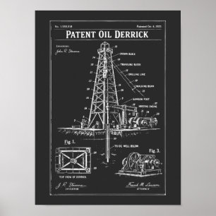 Ölbohrturm Blaupausen-Patent Poster
