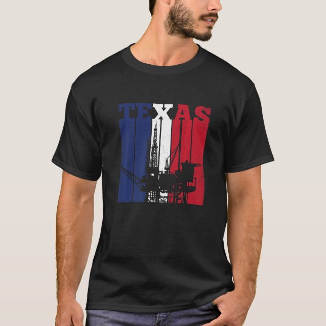 Ölbohrturm Texas US-Flaggen-Ölfeld-Bohrinsel T-Shirt (Vorderseite)