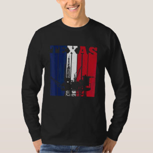 Ölbohrturm Texas US-Flaggen-Ölfeld-Bohrinsel T-Shirt