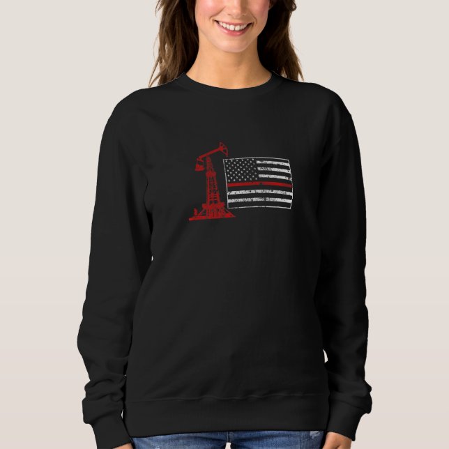 Ölbohrung US-Flagge Fracker Fracking Ölfeld Sweatshirt (Vorderseite)