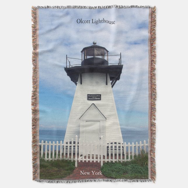 Olcott Lighthouse Throw Blanket Decke (Vorderseite Vertikal)