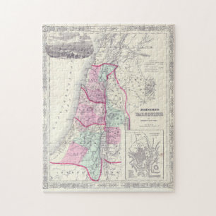 Old 1864 Historic State of Palestine Map Puzzle