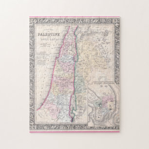 Old 1864 Historic State of Palestine Map Puzzle
