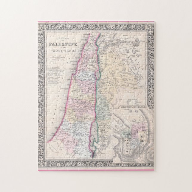 Old 1864 Historic State of Palestine Map Puzzle (Vertikal)