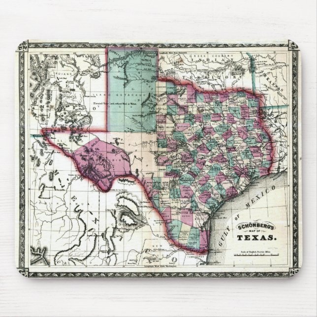Old 1866 Texas Map Mousepad (Vorne)