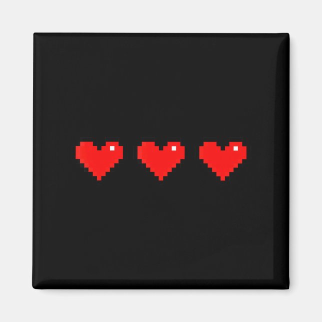 Old 8 Bit Heart Arcade Retro Xel Gamer Valentine's Magnet (Vorne)