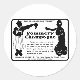 Old Advert Pommery Champagne Runder Aufkleber