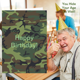 Old Age Military Green Camouflage Geburtstag Karte