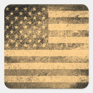 Old American Flag Grunge Quadratischer Aufkleber