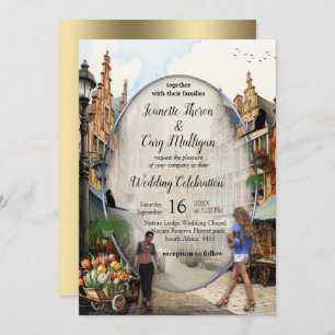 Old Amsterdam Market Anton Pieck Style Art Einladung