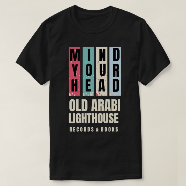 Old Arabi Lighthouse Platten and Books TShirt - 1 (Design vorne)