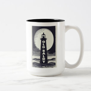 Old Baldy Lighthouse North Carolina Moon Zweifarbige Tasse