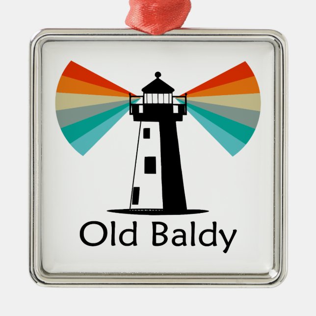 Old Baldy Lighthouse Rainbow Ornament Aus Metall (Vorne)