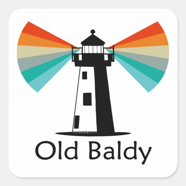 Old Baldy Lighthouse Rainbow Quadratischer Aufkleber (Vorderseite)