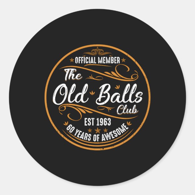 Old Balls Club 60 Jahre Phantastisch 60. Runder Aufkleber (Vorderseite)