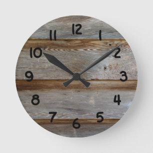 Old Barn Door Wood Runde Wanduhr