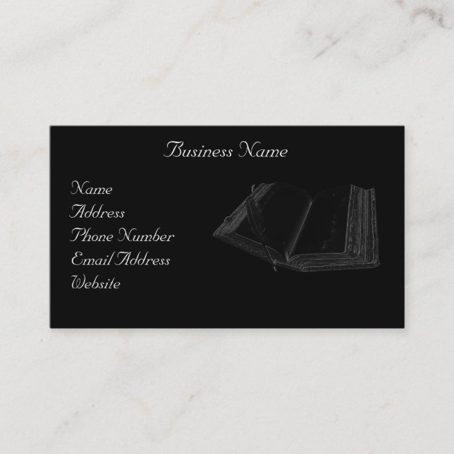 Old Book & Feather Pen Business Cards Visitenkarte (Vorderseite)