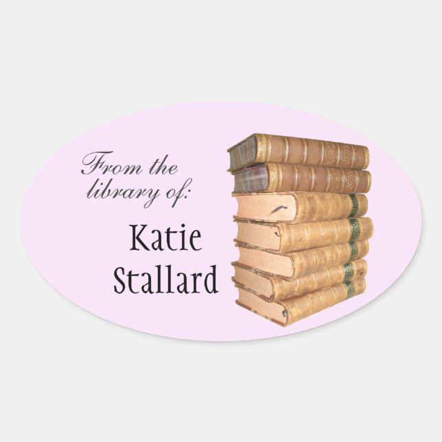 Old Books Buchzeichen Ovaler Aufkleber (Vorderseite)