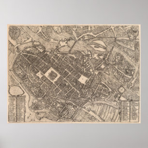 Old Breslau Polen Karte (1588) Vintage Breslau Sta Poster