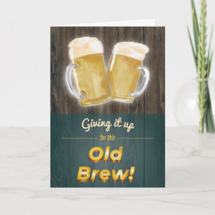 “Old Brew” Punny Beer Wood Birthday Card Karte