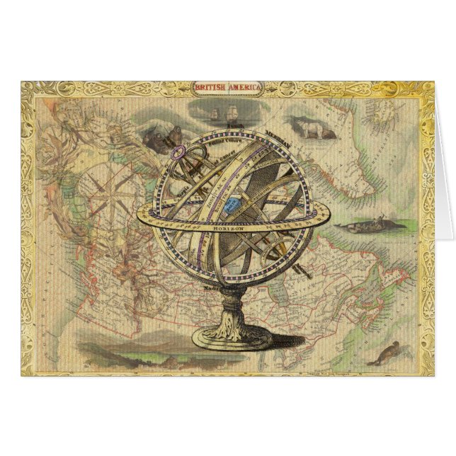 Old British America Explare Polar Bear Compass Map (Vorderseite (Horizontal))