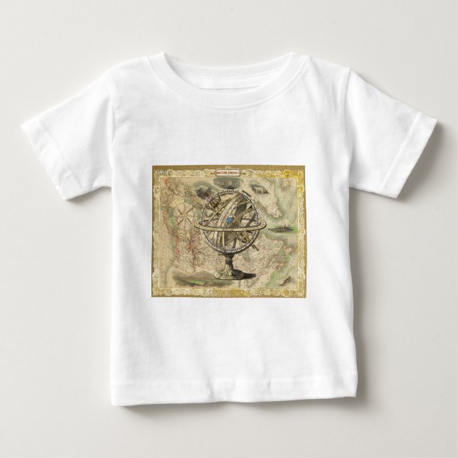 Old British America Explare Polar Bear Compass Map Baby T-shirt (Vorderseite)