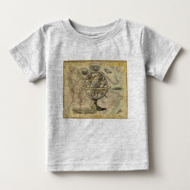 Old British America Explare Polar Bear Compass Map Baby T-shirt (Vorderseite)