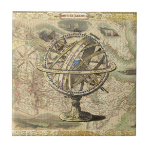 Old British America Explare Polar Bear Compass Map Fliese