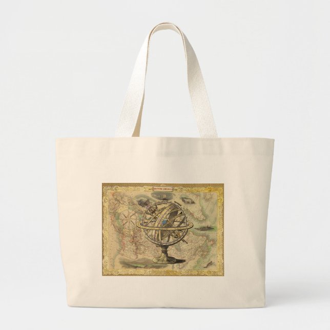 Old British America Explare Polar Bear Compass Map Jumbo Stoffbeutel (Vorne)