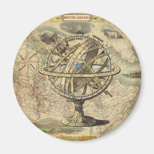 Old British America Explare Polar Bear Compass Map Magnet