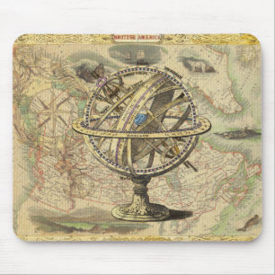 Old British America Explare Polar Bear Compass Map Mousepad