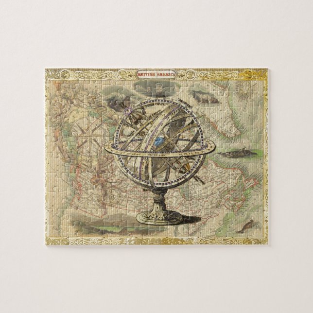 Old British America Explare Polar Bear Compass Map Puzzle (Horizontal)