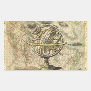 Old British America Explare Polar Bear Compass Map Rechteckiger Aufkleber