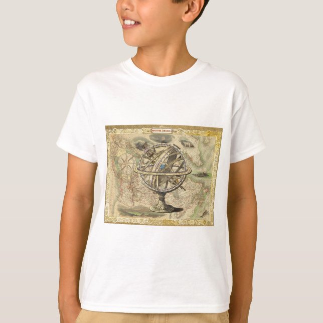 Old British America Explare Polar Bear Compass Map T-Shirt (Vorderseite)