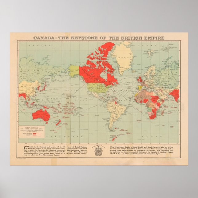 Old British Empire World Map (1920) Poster (Vorne)