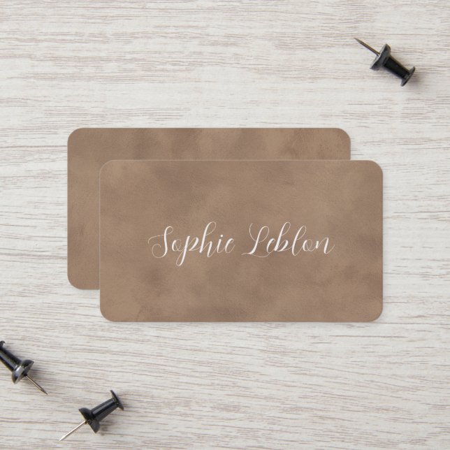 Old Brown Contact Card with Handwritten Name Telefonnummerkarte (Vorderseite/Rückseite Beispiel)