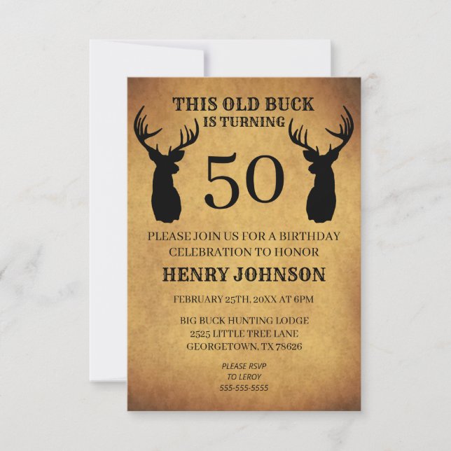 Old Buck 50. Geburtstagsparty Einladung (Vorderseite)