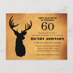 Old Buck 60. Geburtstagsparty Einladung Postkarte