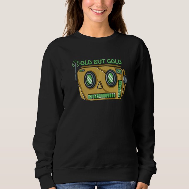 Old But Gold - Retro - Robot - Radio - Illustratio Sweatshirt (Vorderseite)